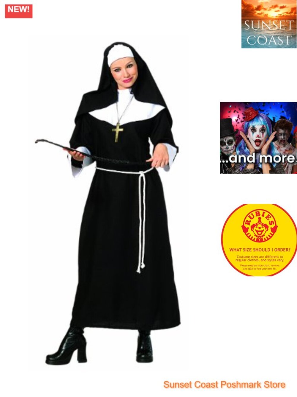 Adult Nun Costume Habit Robe Belt X-Large Halloween Cosplay